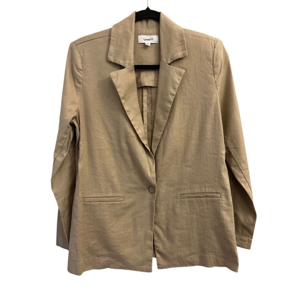 Level 99 Linen Blazer in size S Honey Bronze minimalist preppy academia work